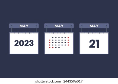 2023 calendar design May 21 icon. 21st May calendar schedule, appointment, important date concept.