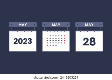 2023 calendar design May 28 icon. 28th May calendar schedule, appointment, important date concept.