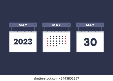 2023 calendar design May 30 icon. 30th May calendar schedule, appointment, important date concept.