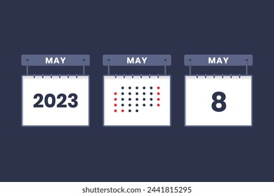 2023 calendar design May 8 icon. 8th May calendar schedule, appointment, important date concept.