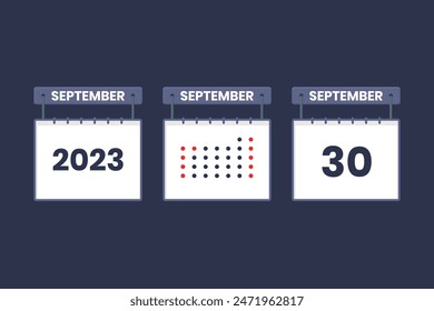 2023 calendar design September 30 icon. 30th September calendar schedule, appointment, important date concept.