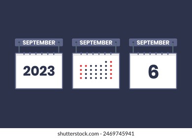 2023 calendar design September 6 icon. 6th September calendar schedule, appointment, important date concept.