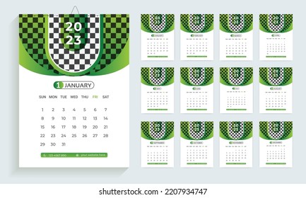 2023 calendar design template,
planner in modern clean style, business or office calendar. 
English wall calendar layout for the new year.