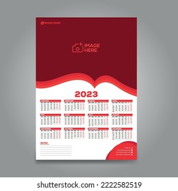 plantilla de diseño de calendario 2023. La semana empieza el domingo. Conjunto de 12 meses en 1 página. Ilustración vectorial.