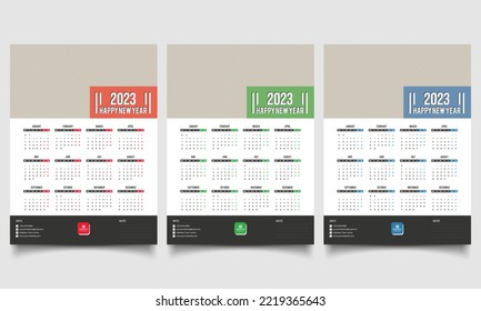 2023 calendar design. Wall calendar 2023 year template design.