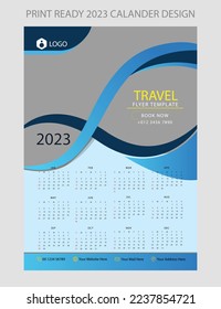 2023 calendar. Editable illustration page template A4, A3. Week start on Sunday. Vertical editable page, wall calendar vector illustration. Simple corporate card, planner