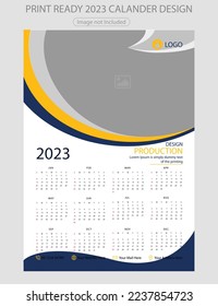 2023 calendar. Editable illustration page template A4, A3. Week start on Sunday. Vertical editable page, wall calendar vector illustration. Simple corporate card, planner