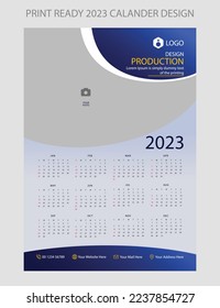 2023 calendar. Editable illustration page template A4, A3. Week start on Sunday. Vertical editable page, wall calendar vector illustration. Simple corporate card, planner