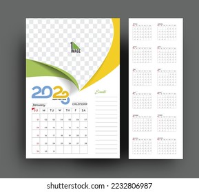 2023 Calendar Happy New Year Design with sapce of your image.