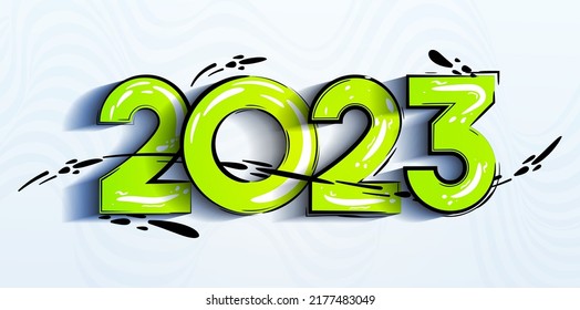 2023 calendar header. 2023 Happy New Year greeting card. Christmas celebration. Typography minimal trendy poster, banner or logo text design.