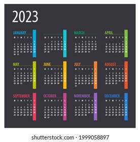 2023 Calendar - illustration. Template. Mock up