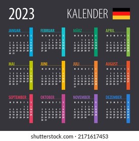 2023 Calendar - illustration. Template. Mock up. German version
