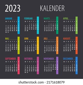 2023 Calendar - illustration. Template. Mock up Danish version