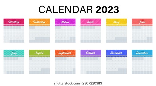 2023 calendar with joyful colors