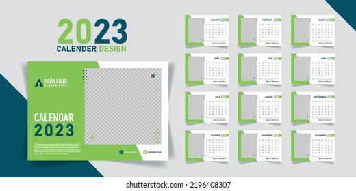 2023 calendar minimalist template or calendar a4 layout design. Week start on Sunday. Vertical editable page, annual wall calendrer grid vector illustration. Simple corporate card
