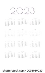 2023 calendar personal planner diary template in classic strict style. Monthly calendar individual schedule minimalism restrained design for business notebook. Week starts on sunday.