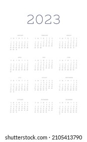 2023 calendar personal planner diary template in classic strict style. Monthly calendar individual schedule minimalism restrained design for business notebook. Week starts on sunday