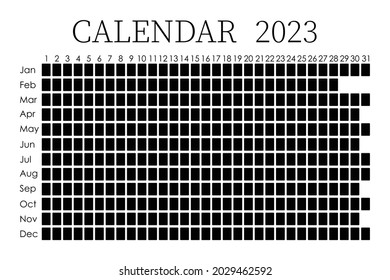 Planificador del calendario 2023. С semana de diseño corporativo. Fondo blanco y negro aislado. Lugar para pegatinas.