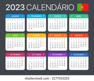 Kalender 2023 - Portugiesische Fassung - Vektorvorlage