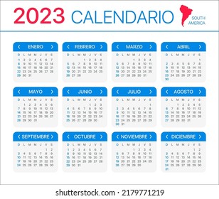 2023 calendar - Spanish Version - Vector Template