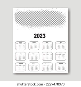 plantilla de calendario 2023, diseño de plantilla de calendario limpio y único 