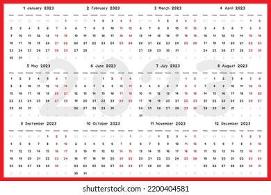 2023 Calendar template for create design