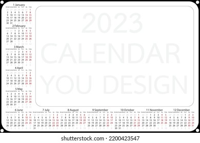 2023 Calendar template for create design