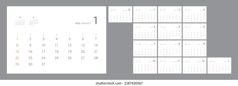 2023 calendar template design(Including December of the previous year and January of the following year)