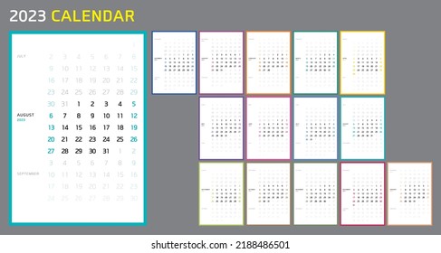 2023 calendar template design(Including December of the previous year and January of the following year)