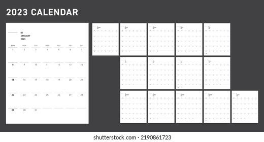 2023 calendar template design(Including December of the previous year and January of the following year)