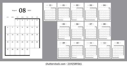 Diseño de plantillas de calendario para 2023 (incluidos diciembre del año anterior y enero del año siguiente)