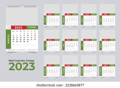2023 calendar template, Monthly wall calendar, happy new year wall calendar