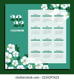 2023 calendar template. simple and flat design. eps vector