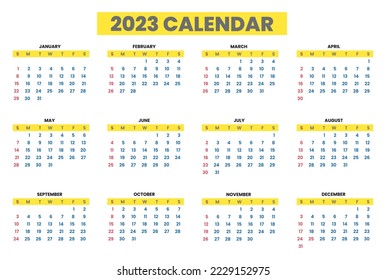 2023 Calendar Template Vector Image