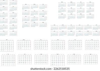 2023 Calendar template.Yearly planner stationery universal, classic design horizontal. Russian