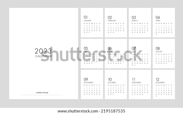 2023 Calendar Trendy Minimalist Style Classic Stock Vector (Royalty ...