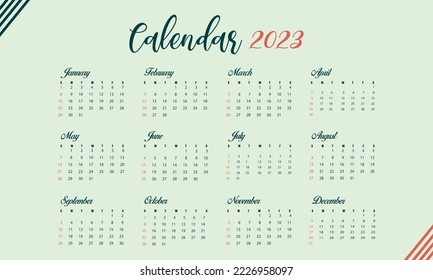 2023 calendar vector design template illustration