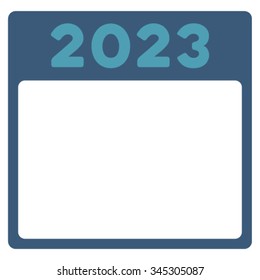 2023 Calendar vector icon. Style is bicolor flat symbol, cyan and blue colors, rounded angles, white background.