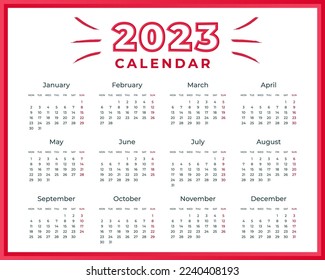 2023 calendar vector illustration template