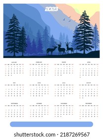  2023 calendar vector nature background