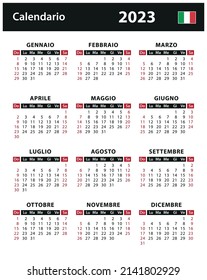 2023 Calendar - vector stock illustration. Italy, Italian version | Calendario 2023 - illustrazione di riserva di vettore. Italia, versione italiana