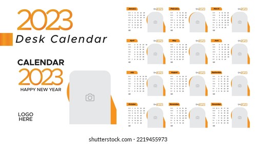 2023 calendar. Week start Sunday corporate design template vector.