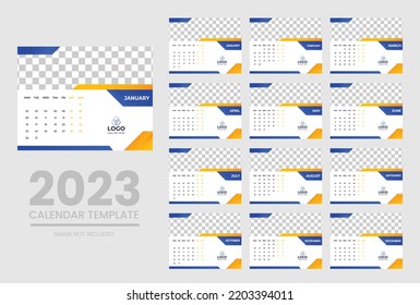 Ilustración vectorial del año natural 2023. La semana empieza el domingo. Plantilla de calendario anual 2023. Diseño de calendario