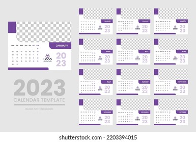 Ilustración vectorial del año natural 2023. La semana empieza el domingo. Plantilla de calendario anual 2023. Diseño de calendario