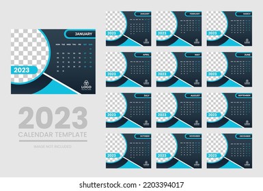 Ilustración vectorial del año natural 2023. La semana empieza el domingo. Plantilla de calendario anual 2023. Diseño de calendario