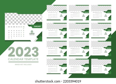 2023 Calendar year vector illustration. The week starts on Sunday. Annual calendar 2023 template. Calendar design