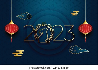 2023 chinese new year background with festival decoration vector 