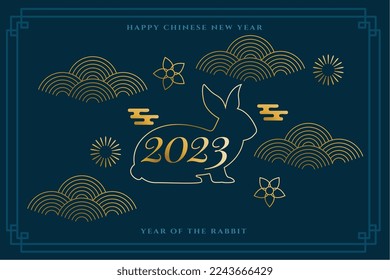 2023 chinese new year background in line style vector 