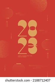 2023 Chinese New Year Holiday placard. Minimal geometric design. 