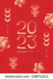 2023 Chinese New Year Holiday placard. Minimal geometric design. 